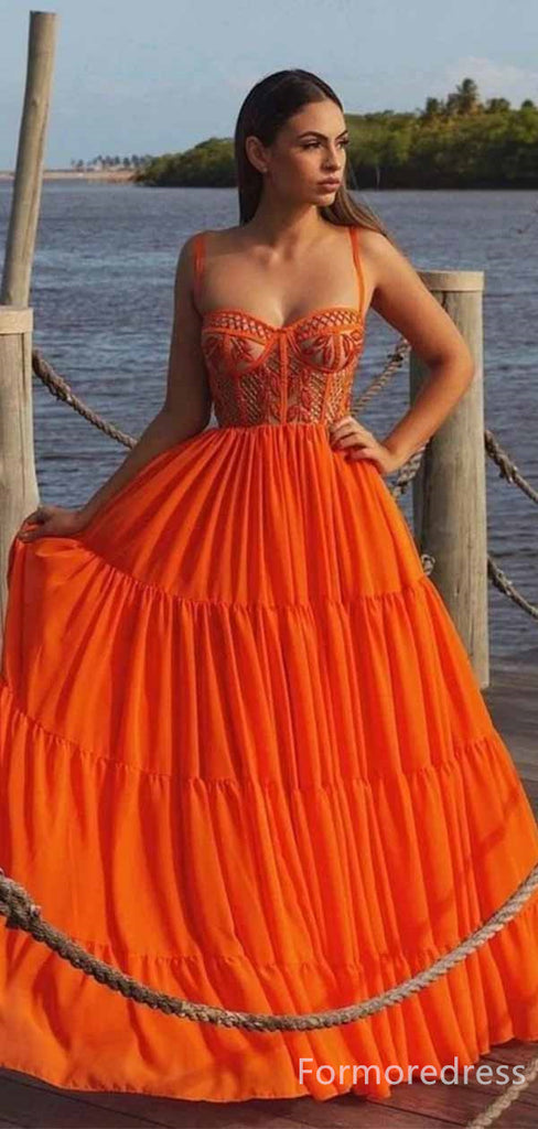 Elegant Sweetheart Spaghetti Strap A-line Long Prom Dress,PD351