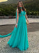 Elegant V-neck Chiffon A-line Long Prom Dress,PD353