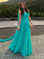 Elegant V-neck Chiffon A-line Long Prom Dress,PD353