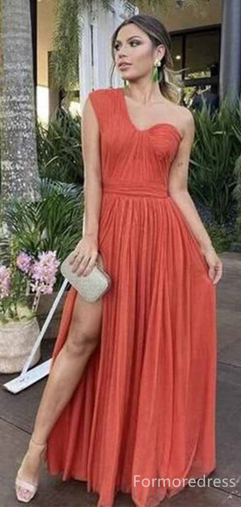 Elegant Sweetheart One Shoulder Split Side A-line Long Prom Dress,PD360