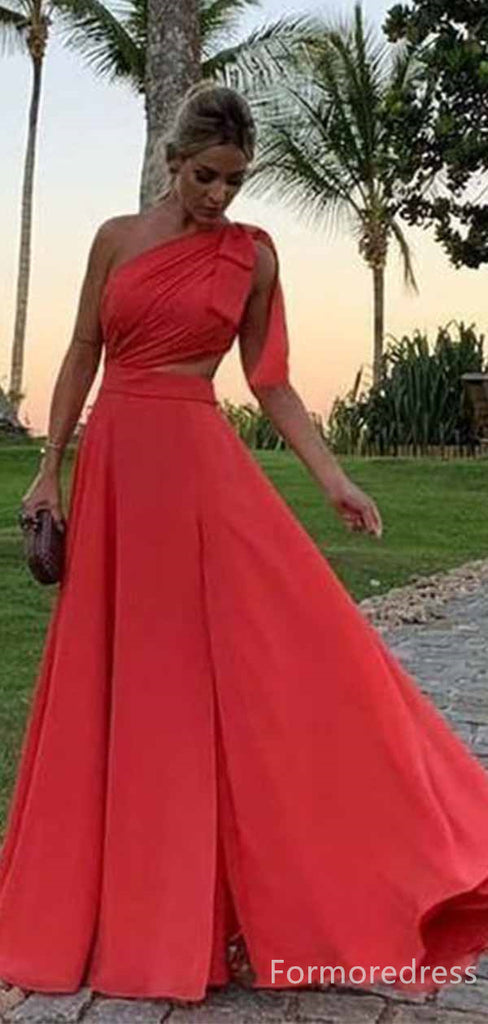 Elegant One Shoulder A-line Long Prom Dress,PD364
