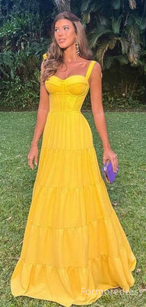 Elegant Yellow Sweetheart A-line Long Prom Dress,PD367