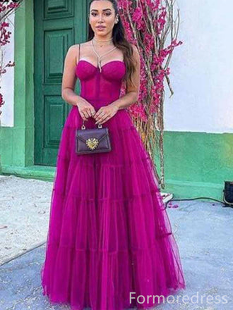 Elegant Sweetheart Spaghetti Strap A-line Long Prom Dress,PD363