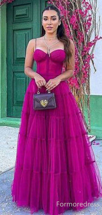 Elegant Sweetheart Spaghetti Strap A-line Long Prom Dress,PD363