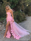 Elegant Strapless Split Side A-line Long Prom Dress,  PD64