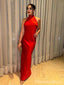 Elegant Halter Red Mermaid Long Prom Dress,PD359