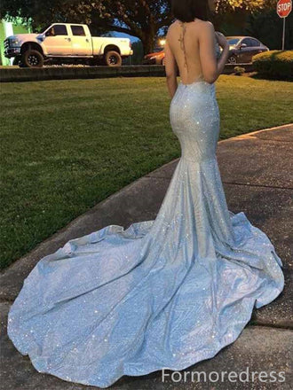Gorgeous V-neck Halter Backless Mermaid Long Prom Dress,PD357