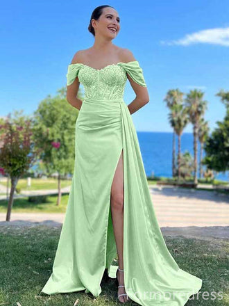 Elegant V-neck Off-Shoulder Strapless Mermaid Long Prom Dress,PD348