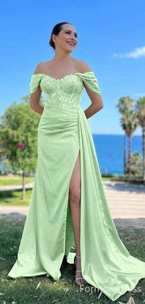 Elegant V-neck Off-Shoulder Strapless Mermaid Long Prom Dress,PD348