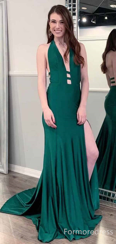 Gorgeous V-neck Halter Mermaid Long Prom Dress,PD347