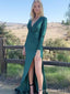 Gorgeous V-neck Long Sleeves Mermaid Long Prom Dress,PD345