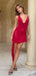 Sexy Red Halter V-neck A-line Short Mini Homecoming Dress,  HD65