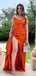 Sexy V-neck Strapless Split Side Mermaid Long Prom Dress,PD341