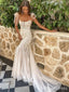 Elegant Spaghetti Strap Lace Mermaid Long Wedding Dress, WD95