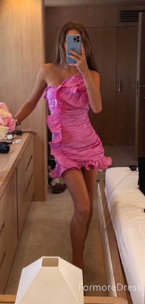 Popular One Shoulder A-line Short Mini Homecoming Dress,  HD66