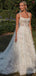 Elegant Spaghetti Strap Lace Appliques A-line Long Wedding Dress, WD96