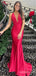 Elegant V-neck Backless Mermaid Long Prom Dress,  PD78