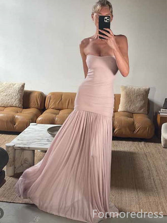 Gorgeous Pink Strapless Mermaid Long Prom Dress,PD371