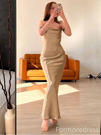 Elegant Spaghetti Strap Backless Mermaid Long Prom Dress,PD375