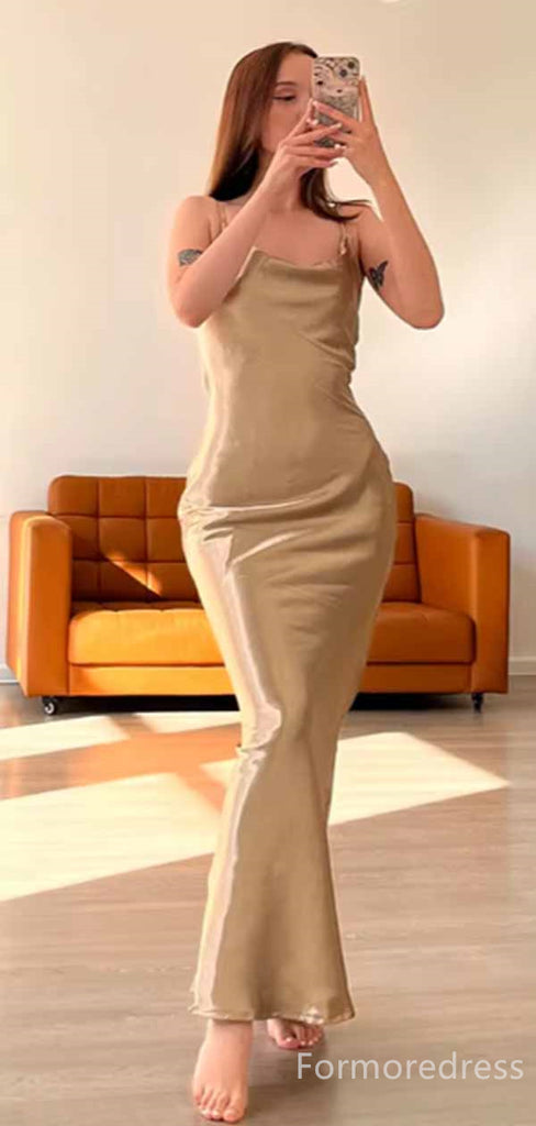 Elegant Spaghetti Strap Backless Mermaid Long Prom Dress,PD375