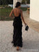 Elegant V-neck Spaghetti Strap Split Side Mermaid Long Prom Dress,PD377