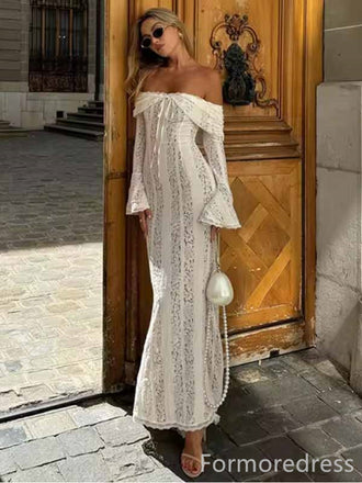 Elegant Off-Shoulder Long Sleeves Strapless Mermaid Long Prom Dress,PD379