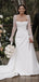 Simple Square Long Sleeves A-line Long Wedding Dress, WD97