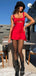 Simple Red Sleeveless A-line Short Mini Homecoming Dress,  HD68