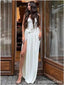 Simple White Split Side Mermaid Long Prom Dress,PD381
