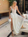 Simple White Split Side Mermaid Long Prom Dress,PD381