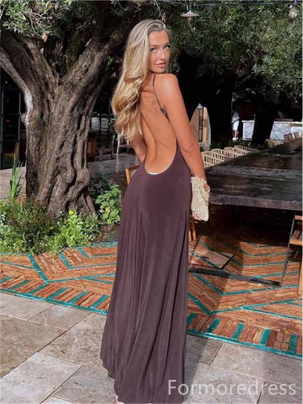 Elegant V-neck Spaghetti Strap Backless Mermaid Long Prom Dress,PD385