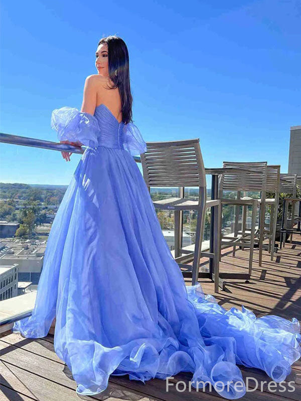 Elegant Off-Shoulder Strapless Split Side A-line Long Prom Dress,  PD65