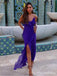 Gorgeous V-neck Spaghetti Strap Split Side Mermaid Long Prom Dress,PD391