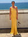 Elegant Yellow One Shoulder Backless Mermaid Long Prom Dress,PD397