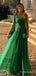 Elegant One Shoulder Long Sleeves A-line Long Prom Dress,PD401