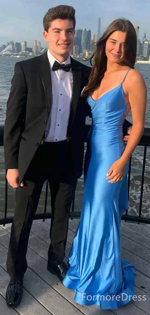 Elegant V-neck Spaghetti Strap Mermaid Long Prom Dress,PD400