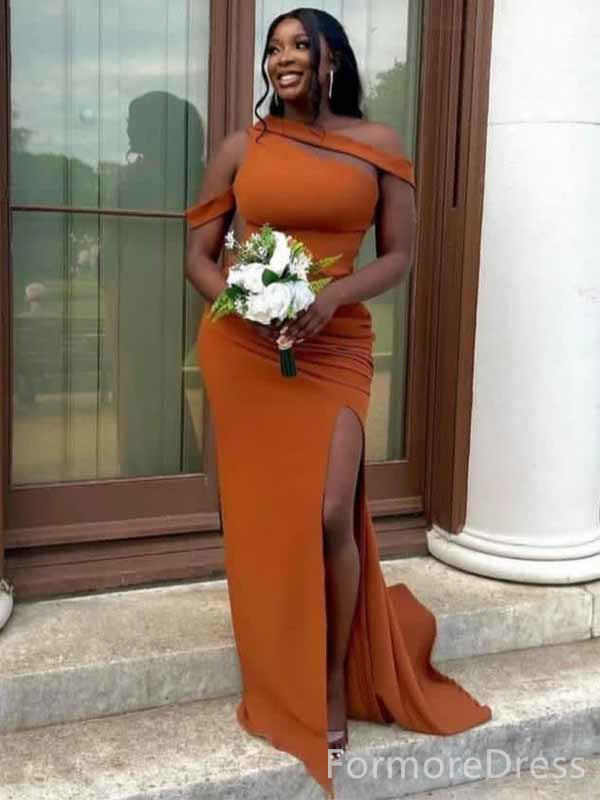 Elegant One Shoulder Strapless Split Side Mermaid Long Prom Dress,PD399