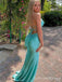 Elegant V-neck Spaghetti Strap Split Side Mermaid Long Prom Dress,PD398