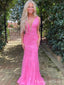 Elegant V-neck Appliques Mermaid Long Prom Dress,  PD66