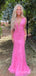Elegant V-neck Appliques Mermaid Long Prom Dress,  PD66