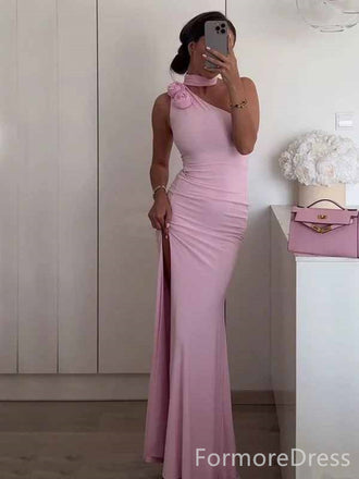 Elegant One Shoulder Split Side Mermaid Long Prom Dress,PD396