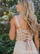 Elegant Square Lace Up Split Side A-line Long Prom Dress,PD390