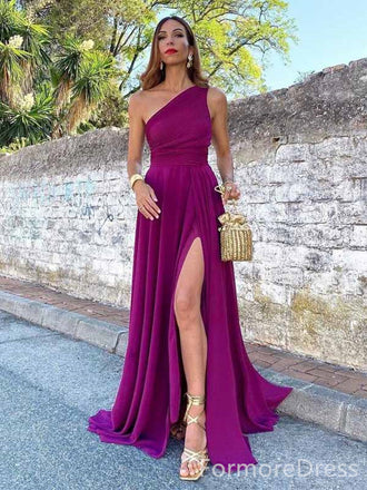 Elegant One Shoulder Split Side Mermaid Long Prom Dress,PD386