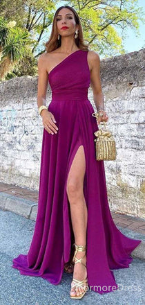 Elegant One Shoulder Split Side Mermaid Long Prom Dress,PD386