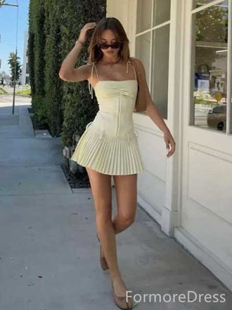 Popular Spaghetti Strap A-line Short Mini Homecoming Dress,  HD71