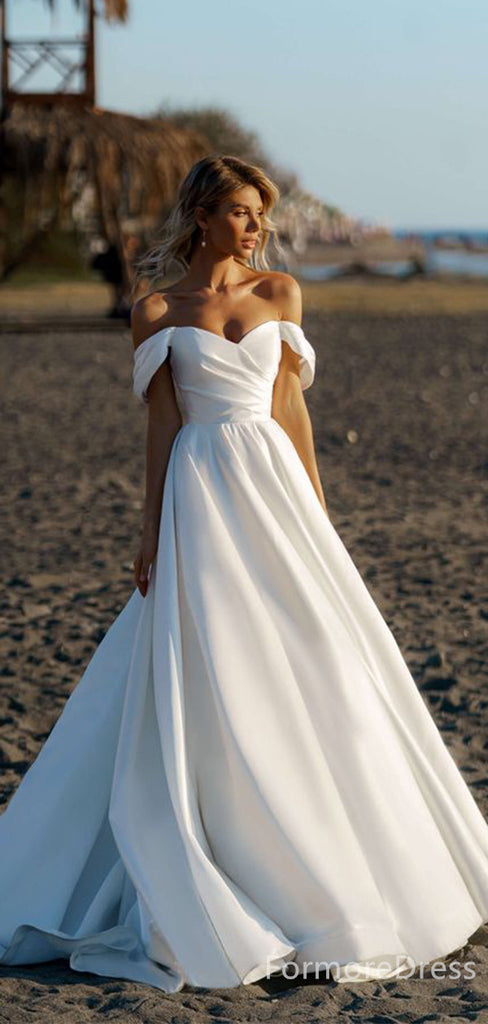 Popular Sweatheart Off-Shoulder A-line Long Wedding Dress, WD100