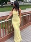 Elegant Yellow Spaghetti Strap Mermaid Long Prom Dress,PD378