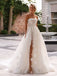 Elegant Strapless Split Side Lace Appliques A-line Long Wedding Dress, WD101