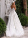 Elegant Strapless Split Side Lace Appliques A-line Long Wedding Dress, WD101