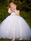 Elegant White Strapless A-line Long Flower Girl Dress,  FGD110